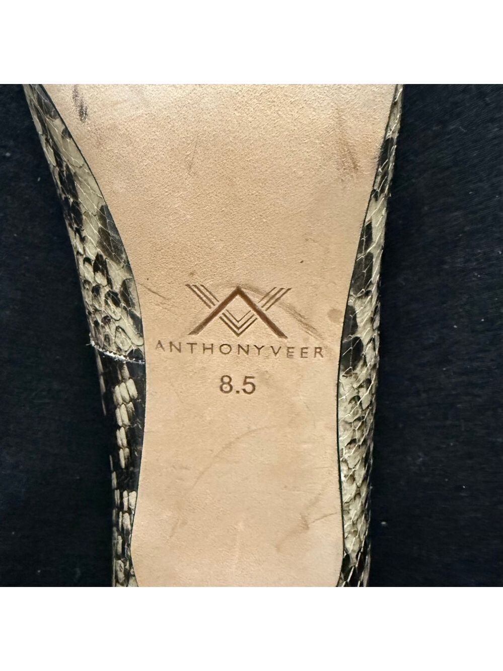 Anthony Veer Edith pump shoes Italian leather pointy toe snake design sz 8.5 - Picture 8 of 9